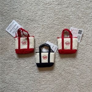 Set of 3 Trader Joe's Micro Tote Bag Keychains - Red & Navy Accents